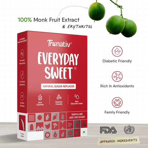 TruNativ: Everyday Sweet | Monkfruit Sweetener Powder | Zero-Calorie Sugar Substitute | 1:1 Sugar Replacer for Cooking & Baking | Diabetic & Keto Friendly | 900gm (Pack of 1)