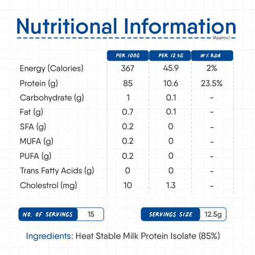 TruNativ: Cookable Milk Protein Isolate | 85% Protein | Muscle Growth & Immunity Booster | Natural Protein Powder | No Added Sugar | High Absorption | Unflavoured 15 Sticks -187.5gm (Pack of 1)