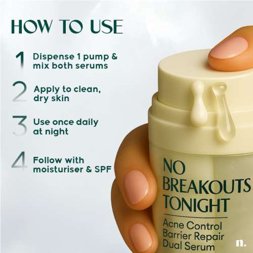 Numour: No Breakouts Tonight 20ml | Dual Anti-Acne Serum | Clarify + Repair in One Pump
