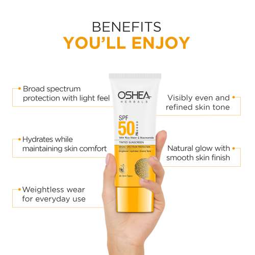 Oshea Herbals: Rice Water Tinted Sunscreen SPF 50 ++++ (Cool Beige-02) 50ml