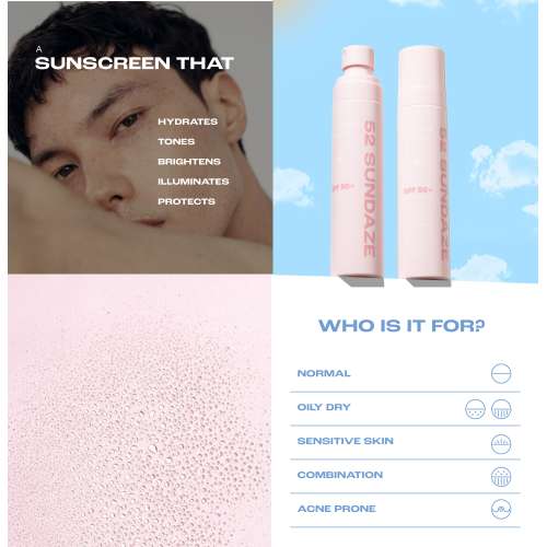 52 Sundaze: Rose Water Sunscreen Mist SPF 50+ PA++++ | Lightweight, No White Cast | For Dry & Sensitive Skin |100ml
