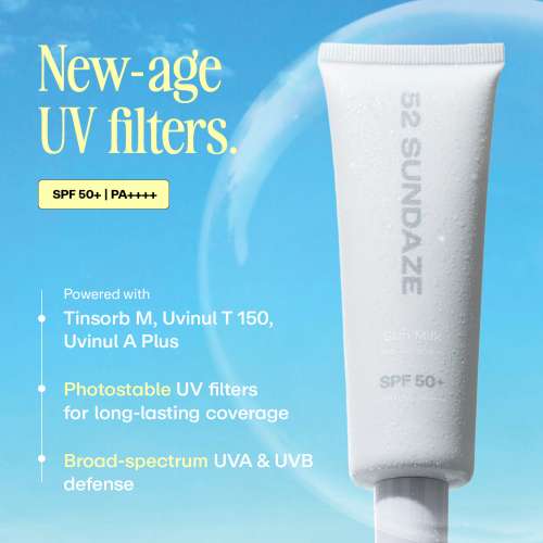 52 Sundaze: Sun Milk SPF 50 PA++++ | Multi-Active Crème | Sunscreen for Oily Skin | Broad Spectrum UVA & UVB Protection 50gm
