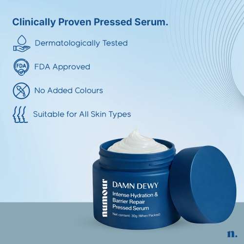 Numour: Damn Dewy 30gm | Intense Hydration & Barrier Repair Pressed Serum || Without Blue LED