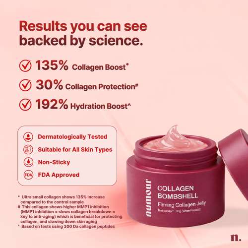 Numour: Collagen Bombshell Jelly 30gm | Ultra small Korean Collagen (300 Da) + Vitamin C + Niacinamide | Without Red LED