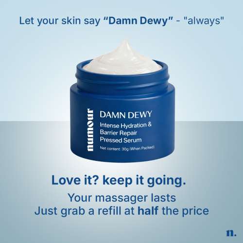 Numour: Damn Dewy 30gm | Intense Hydration & Barrier Repair Pressed Serum || Without Blue LED