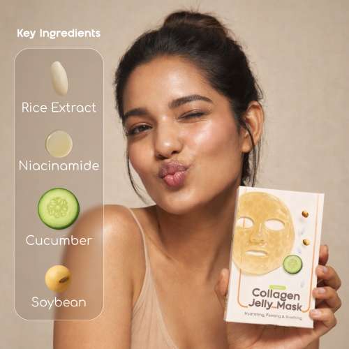 Beyond rice: Vegan Collagen Jelly Mask With Rice, Niacinamide & Cucumber 60ml Pack of 3