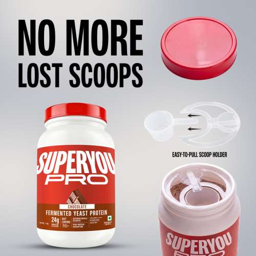 SuperYou: Pro Fermented Yeast Protein | 24g Protein| Chocolate | Peak Absorption | Superior Muscle Recovery | Gut Friendly + 1Bn CFU Probiotics | PDCAAS of 1 - 1kg