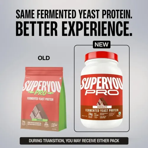 SuperYou: Pro Fermented Yeast Protein | 24g Protein| Chocolate | Peak Absorption | Superior Muscle Recovery | Gut Friendly + 1Bn CFU Probiotics | PDCAAS of 1 - 1kg