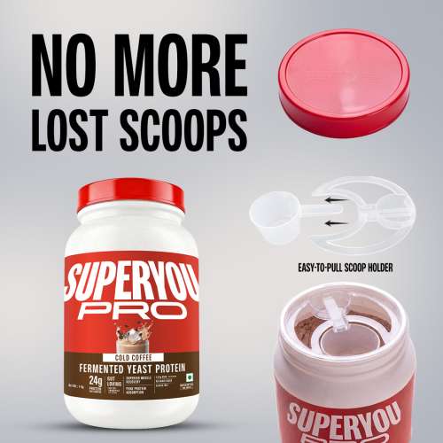 SuperYou: Pro Fermented Yeast Protein | 24g Protein| Coffee | Peak Absorption | Superior Muscle Recovery | Gut Friendly + 1Bn CFU Probiotics | PDCAAS of 1 - 1kg