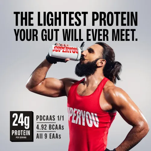 SuperYou: Pro Fermented Yeast Protein | 24g Protein| Coffee | Peak Absorption | Superior Muscle Recovery | Gut Friendly + 1Bn CFU Probiotics | PDCAAS of 1 - 1kg