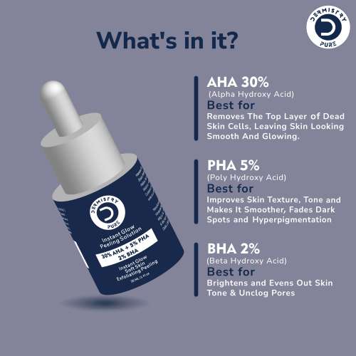 Dermistry: 30% AHA 5% PHA 2% BHA Peeling Solution Face Serum Glowing Skin Exfoliating Chemical Peel 30ml