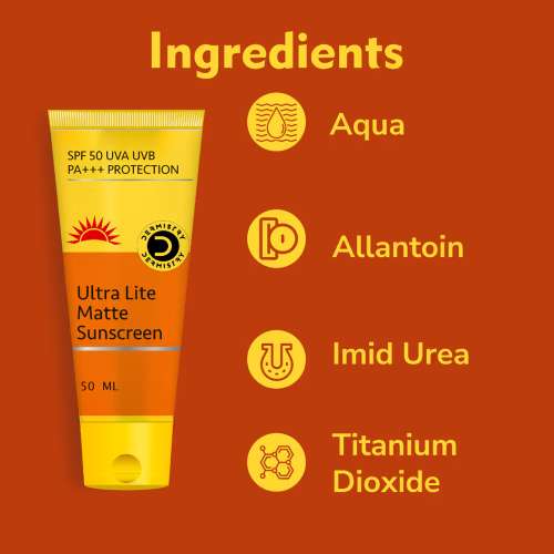 Dermistry: SPF 50 UV Sunscreen Oil Free Water Based Sun Care for Oily Acne Prone & Sensitive Skin 50ml