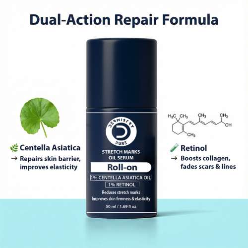 Dermistry: Stretch Marks Scar Removal Roll On Oil Serum Pregnancy Safe with Shea Butter Bio Oils 50ml