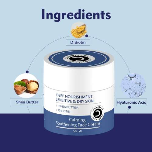 Dermistry: Sensitive Dry & Very Dry Skin Moisturizer Face Cream for Day Night Men Women 50ml