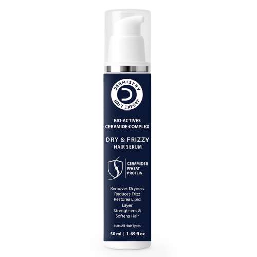 Dermistry: Dry & Frizzy Hair Serum with Ceramides Protein for Smoothening Hydrating & Frizz Control 50ml