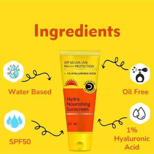 Dermistry: SPF 50 UV Sunscreen 1% Hyaluronic Acid Sun Care For Dry Oily Sensitive Skin Children Kids 50ml