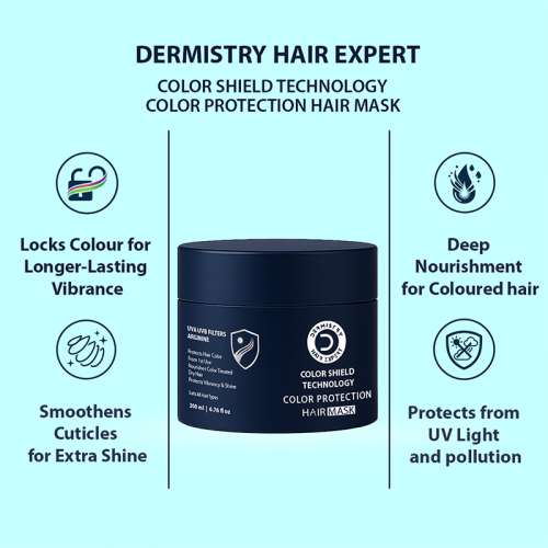 Dermistry: Color Protection Hair Mask for Chemical & Heat Treated Damaged Hair for Smoothening Shine 200ml