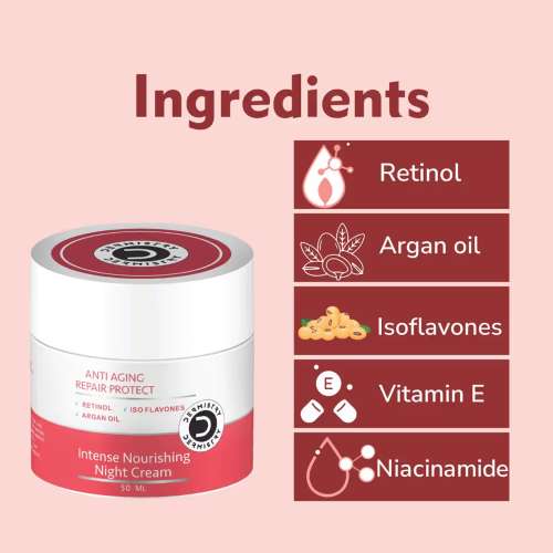 Dermistry: Anti Aging Collagen Retinol Night Moisturizer Face Cream for Ageing Skin & Wrinkles Repair 50ml