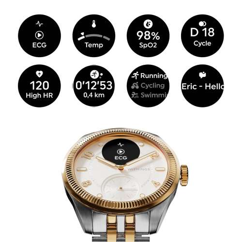 Withings: ScanWatch Nova Brilliant, Heart Health Hybrid Unisex Smartwatch, Gold-Silver