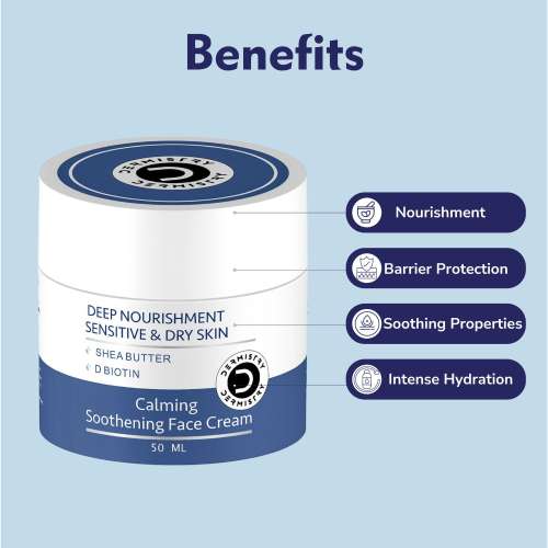 Dermistry: Sensitive Dry & Very Dry Skin Moisturizer Face Cream for Day Night Men Women 50ml
