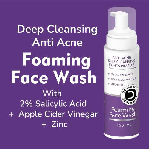 Dermistry: 2% Salicylic Acid Niacinamide Foaming Face Wash for Oily Acne Prone Skin Open Pore Pimples 150ml