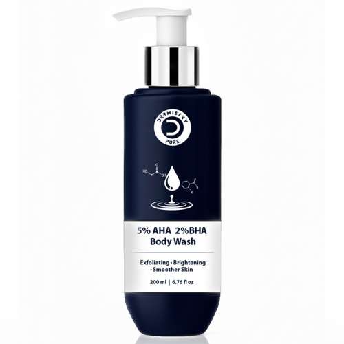 Dermistry: 5% AHA 2% BHA Exfoliating Body Wash for D Tan Detan Removal for Men Women All Skin Types 200ml