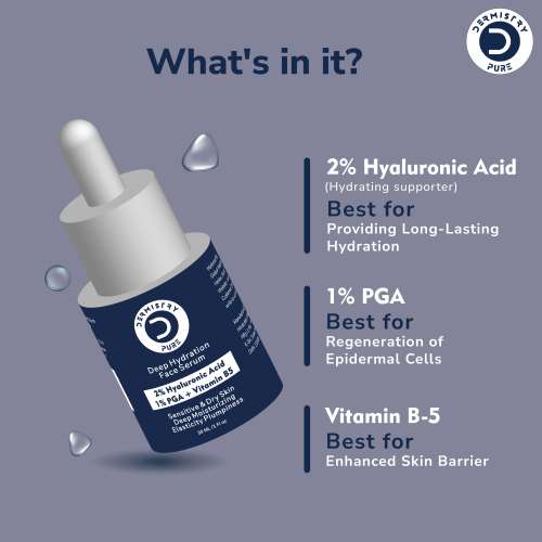 Dermistry: 2% Hyaluronic Acid 1% Pga Moisturizer Hydration Face Serum For Sensitive Dry & Oily Skin 30ml
