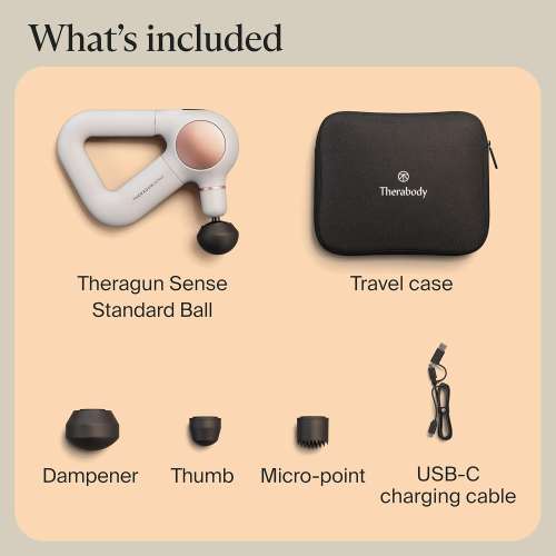 Therabody: TheraGun Sense Percussion Massage Gun - Deep Tissue Personal Massager with Preloaded Breathwork Routines for Stress Relief, Pain Relief & Muscle Soreness in Neck, Back, Leg and Knee (White)
