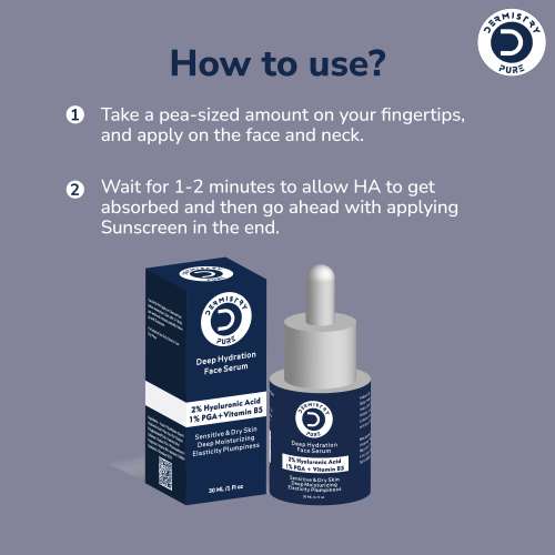 Dermistry: 2% Hyaluronic Acid 1% Pga Moisturizer Hydration Face Serum For Sensitive Dry & Oily Skin 30ml