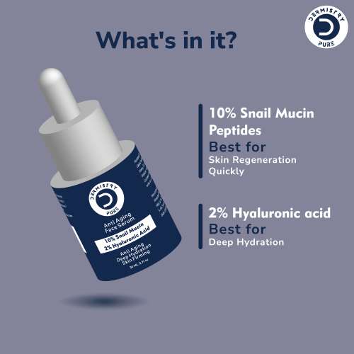 Dermistry: Snail Mucin 96 Peptide Anti Ageing Day Night Face Serum For Skin Tightening Aging Wrinkles 30ml