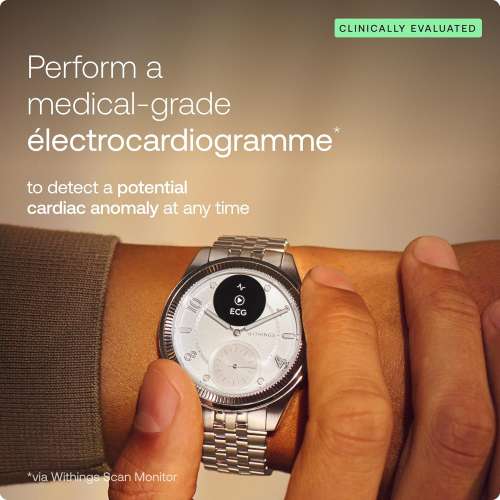 Withings: ScanWatch Nova Brilliant, Heart Health Hybrid Unisex Smartwatch, Silver
