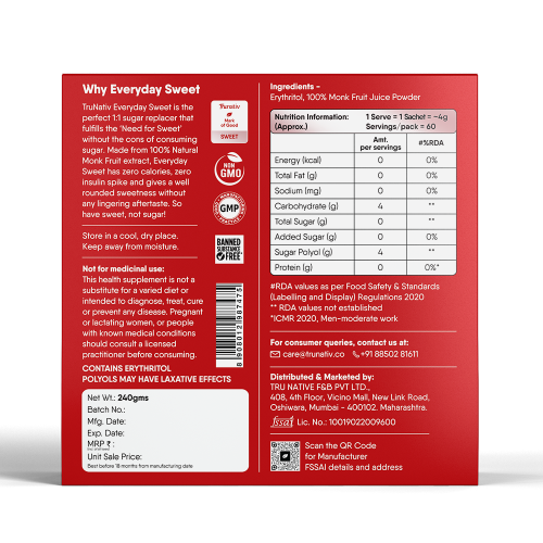 TruNativ: Everyday Sweet - 240gm (60 Sachets)