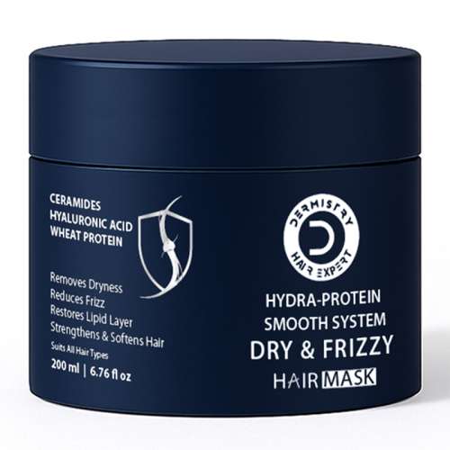 Dermistry: Dry Damaged & Frizzy Hair Mask with Hyaluronic Acid Ceramides for Hydration Frizz Control 200ml
