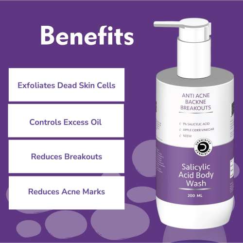 Dermistry: 1% Salicylic Acid Niacinamide Exfoliating Body Wash for Back Acne Oily Acne Prone Skin 200ml