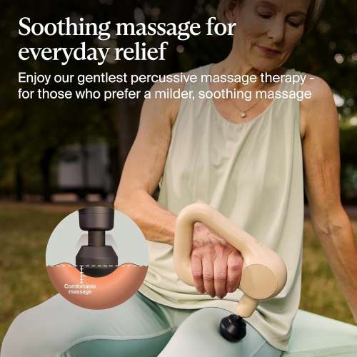 Therabody: TheraGun Relief Handheld Percussion Massage Gun - Easy-to-Use, Comfortable & Light Personal Massager for Every Day Pain Relief Massage Therapy in Neck, Back, Leg, Shoulder and Body (Sand)