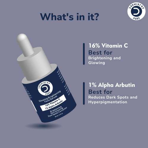Dermistry: 16% Vitamin C 1% Alpha Arbutin Pigmentation Dark Spot Removal Glowing Skin Whitening Serum 30ml