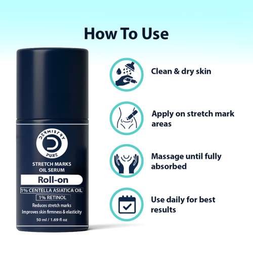 Dermistry: Stretch Marks Scar Removal Roll On Oil Serum Pregnancy Safe with Shea Butter Bio Oils 50ml