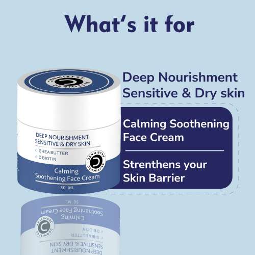 Dermistry: Sensitive Dry & Very Dry Skin Moisturizer Face Cream for Day Night Men Women 50ml