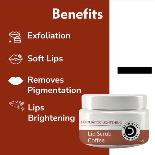 Dermistry: Coffee Lip Scrub Balm For Lightening Pigmentation Dark Pigmented Dry Chapped Lips 15ml