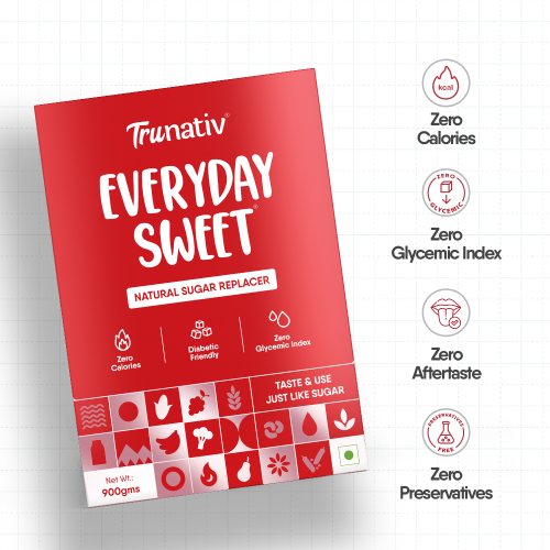 TruNativ: Everyday Sweet | Monkfruit Sweetener Powder | Zero-Calorie Sugar Substitute | 1:1 Sugar Replacer for Cooking & Baking | Diabetic & Keto Friendly | 900gm (Pack of 1)