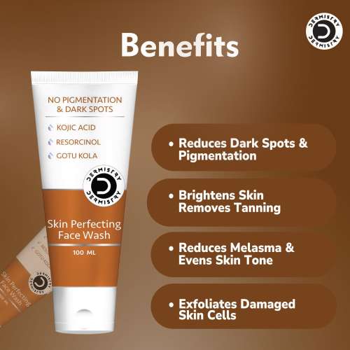 Dermistry: Kojic Acid Face Wash Pigmentation Dark Spots Tan Removal Glowing Skin Lightening Whitening 100ml