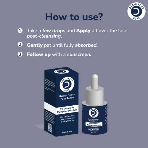 Dermistry: 1% Ceramides Hyaluronic Barrier Repair Moisturizer Face Serum for Hydration Dry Oily Skin 30ml