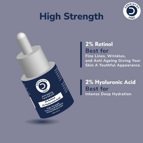 Dermistry: 2% Retinol Hyaluronic Anti Aging Night Face Cream Serum for Ageing Dark Circles & Wrinkles 30ml