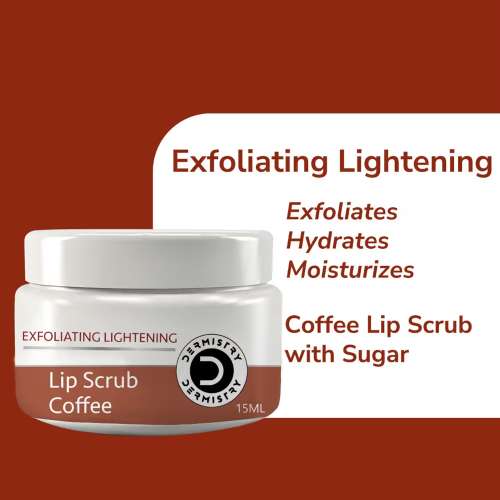 Dermistry: Coffee Lip Scrub Balm For Lightening Pigmentation Dark Pigmented Dry Chapped Lips 15ml