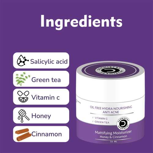 Dermistry: 1% Salicylic Acid Oil Free Water Based Day Night Face Moisturizer for Oily Acne Prone Skin 50ml