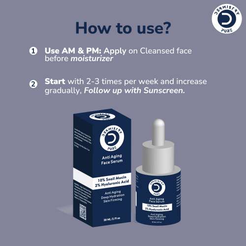 Dermistry: Snail Mucin 96 Peptide Anti Ageing Day Night Face Serum For Skin Tightening Aging Wrinkles 30ml