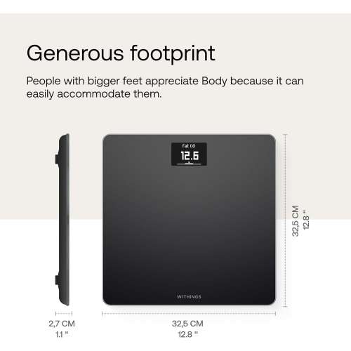 Withings: Body -Digital Wi-Fi Smart Scale with Automatic Smartphone App Sync, Black