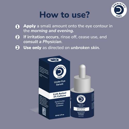 Dermistry: 0.6% Retinol Caffeine Under Eye Care Cream Serum Dark Circles Puffiness Wrinkle Puffy Eyes 30ml