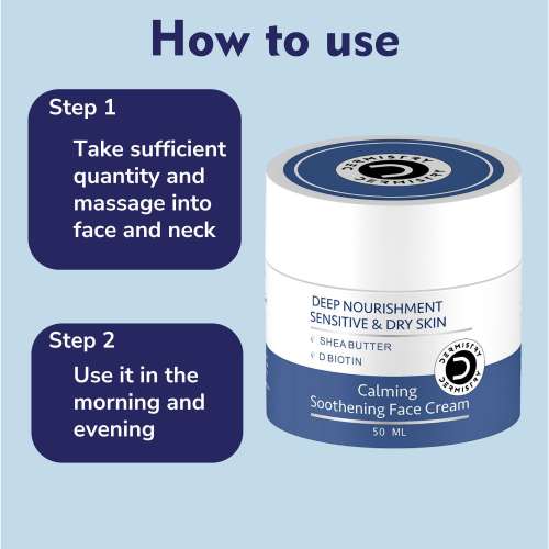 Dermistry: Sensitive Dry & Very Dry Skin Moisturizer Face Cream for Day Night Men Women 50ml