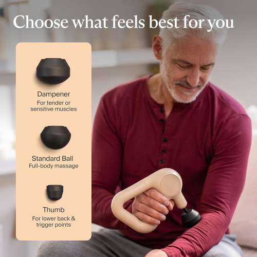 Therabody: TheraGun Relief Handheld Percussion Massage Gun - Easy-to-Use, Comfortable & Light Personal Massager for Every Day Pain Relief Massage Therapy in Neck, Back, Leg, Shoulder and Body (Sand)